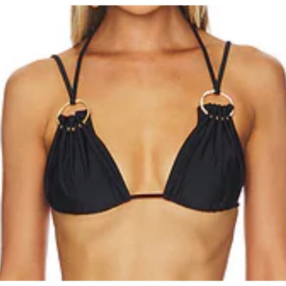 Cult Gaia Women's GoldaTriangle Bikini Swim Swimsuit L Black Gold NWT - Picture 1 of 7